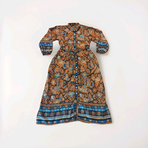 House of Harlow 1960 Nicole Richie Maxi Shirt Dress Womens XS Floral Belted - Picture 1 of 8